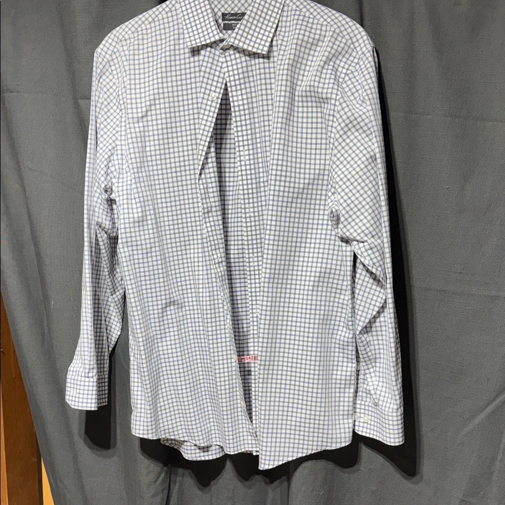 Kenneth Cole New York Men's Checkered Dress Shirt - Black and White